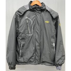 Winter Jacket Men L Black Fleece Lined Water Resistant Hood Ski Snow Outdoor